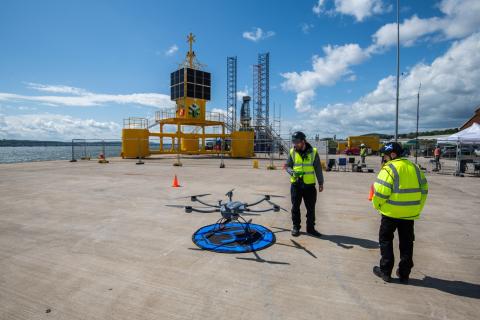 Staff testing drone technology at Port of Dundee-Image-Alan Richardson/ Pix-AR