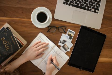 Laptop and desk